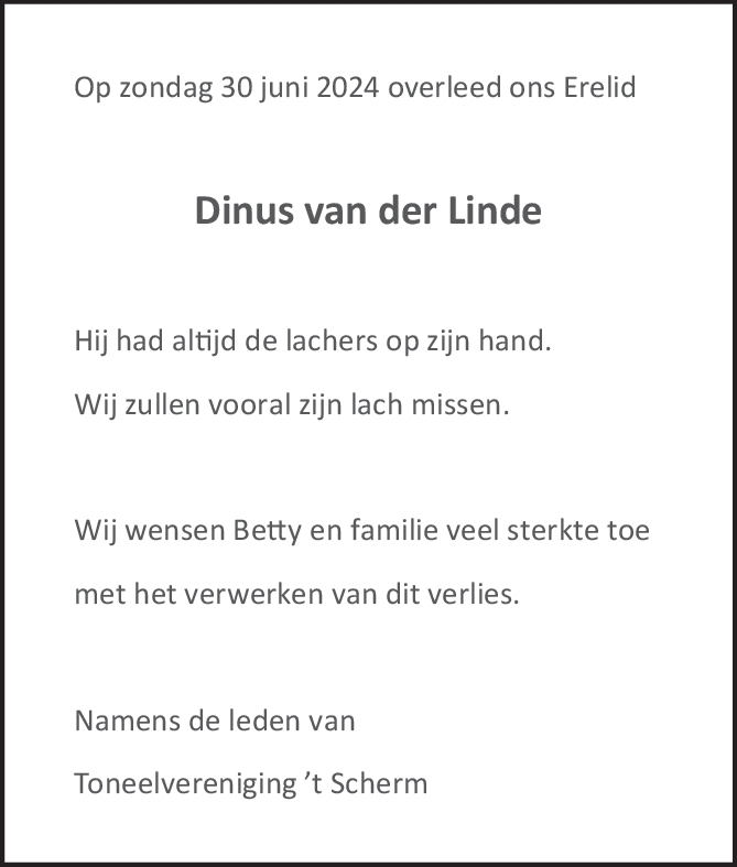 Let Op Woudenberg-2024-07-10-overlijdensadvertentie Dinus van der Linde